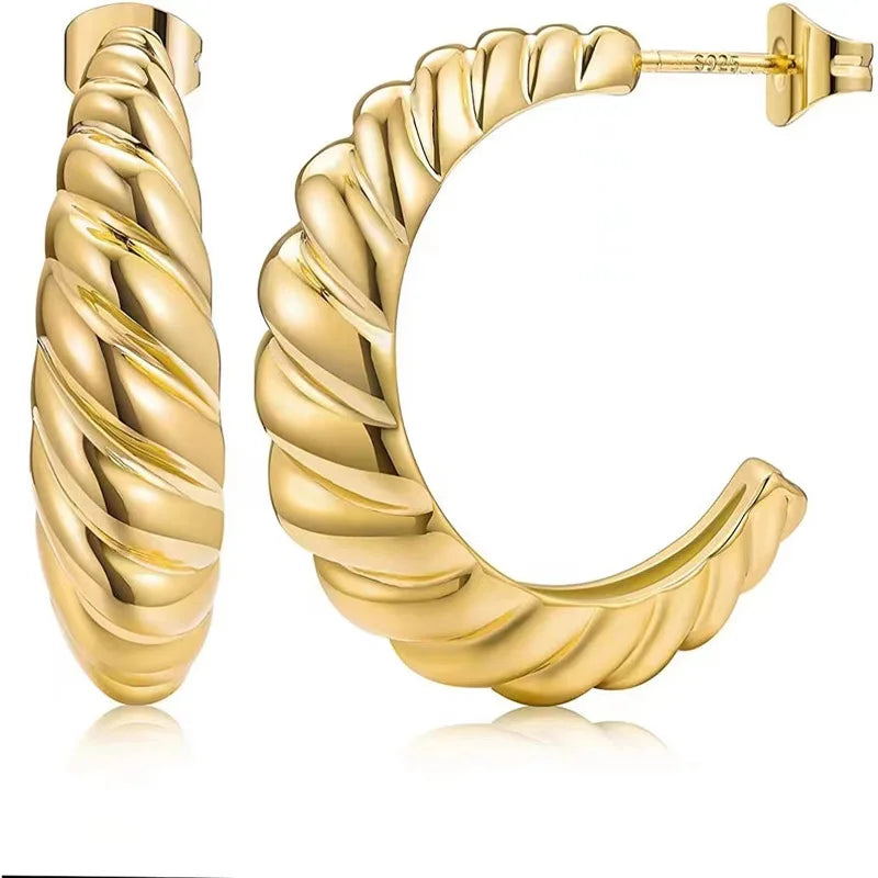 Wholesale Stainless Steel Half Hoop Crossaint Earring Gold Plated Earring Jewelry for Women China Manufacturer Factory Supplier