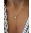 Joolim Jewelry Necklace 18K Gold Plated Dainty Elegant Cubic Zirconia Y  Stainless Steel Layered Multi Layer Lariat  Necklaces