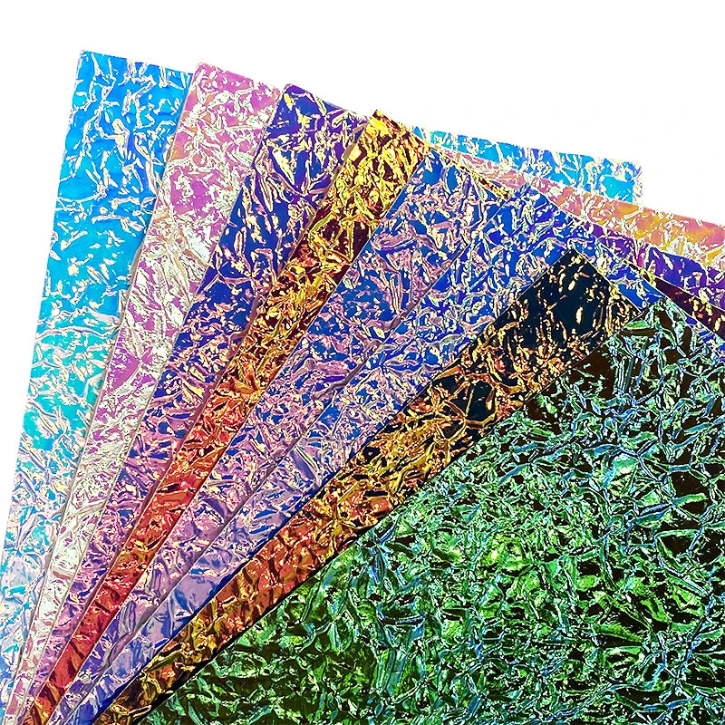 Wholesale Hand Grasp Paper Emboss Spunlaced Faux Holographic Leather for Pouch Making