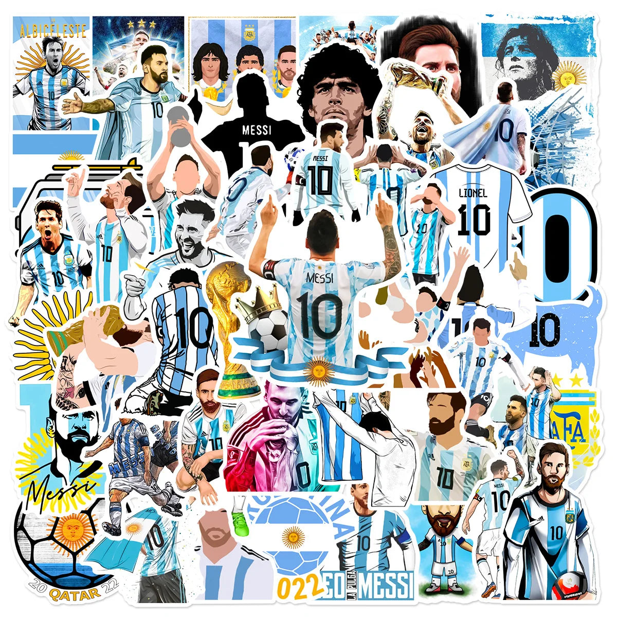 50Pcs King of Football Messi Decorative Stickers Label for TROLLEY CASE Laptop Guitar Scrapbook Skateboard Waterproof Sticker