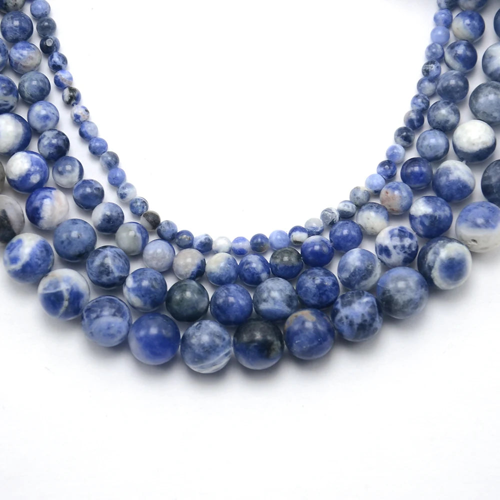 Wholesale 4/6/8/10mm Natural Sodalite Stone Beads Black Loose Beads for DIY Jewelry Making Black Beads Bracelet 1mm Hole Size
