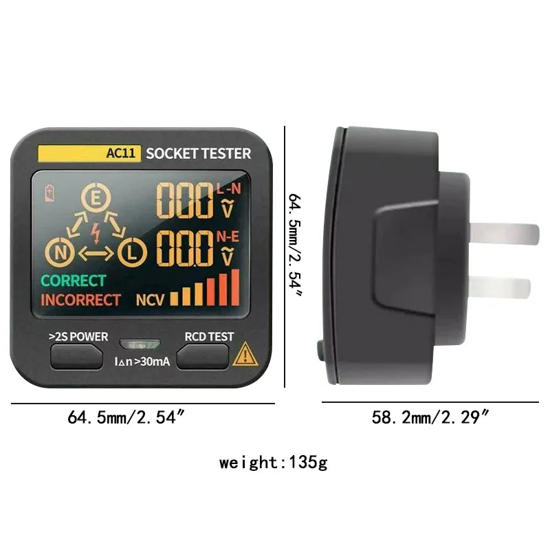 Portable GroundTrust Socket Earth Tester with LED Display Grounding Tester with UK AU EU US Plug