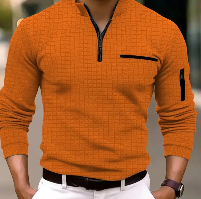 Customized Logo Casual Lapel Collar Golf Polo T-Shirt Quick Dry Long Sleeve Checked Polo Shirt for Men