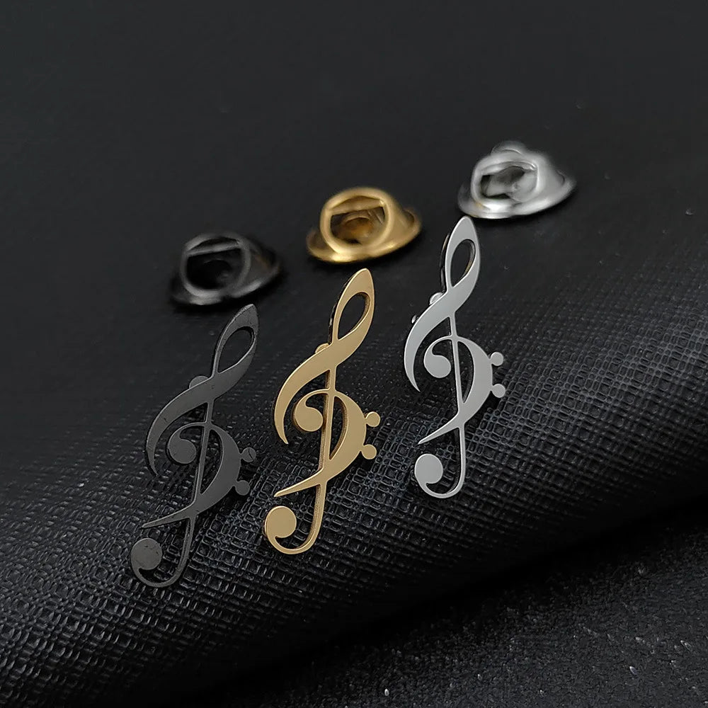Musical Note Lapel Pins Brooches Black and White Stock Bulk No Minimal Metal Soft Enamel Pin