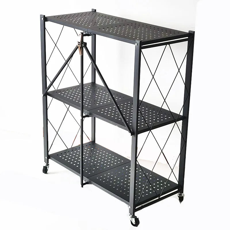 Easy Moving 3 Layers Folding Metal Storage Shelf