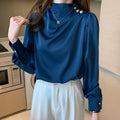 Fashion Long Sleeve Blouse Women Stand Collar White Chiffon Blouse Shirt Women Tops Blouses Blusas Mujer De Moda 2026 Blusa