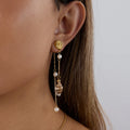 J&D Holiday Style Conch Freshwater Pearl Pendant Ocean Style Seaside Spiral Tassel Earrings