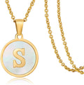 Fashionable Stainless Steel Gold Disc Choker Pendant Necklace Trendy Initial Alphabet Shell Titanium Steel Jewelry Anniversary