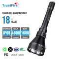 TrustFire T90R 1.6km Long Range Hand Torch Light Strong Aluminum Torch Light High Power 4800 Lumen Light Flashlight for Hunting