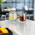 Unbreakable High Temperature Heat Resistant Double Layer Wall Glass Juice Milk Mug Tea Beer Coffee Cup with Handle