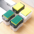 Bathroom Kitchen Soap Dispenser Box Wash Sponge Holder Pump Sponge 2 in 1 Manual Press Liquid Soap Dispenser