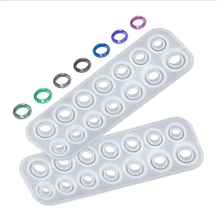 YS 14 Hole Rings Mold Collection Handmade DIY Making Ring Jewelry Silicone Mold Crystal Epoxy Mould Epoxy Resin Jewelry Making
