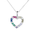 Yaeno Multi Color Heart Pendant Necklace in Sterling Silver 925 Charm with Chain for Women Gift