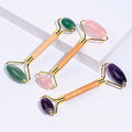 DIY Hot Sales Skin Care Tools Custom 100% Natural Crystal Facial Face Rose Quartz Roller Gua Sha Wooden Handle Jade Roller
