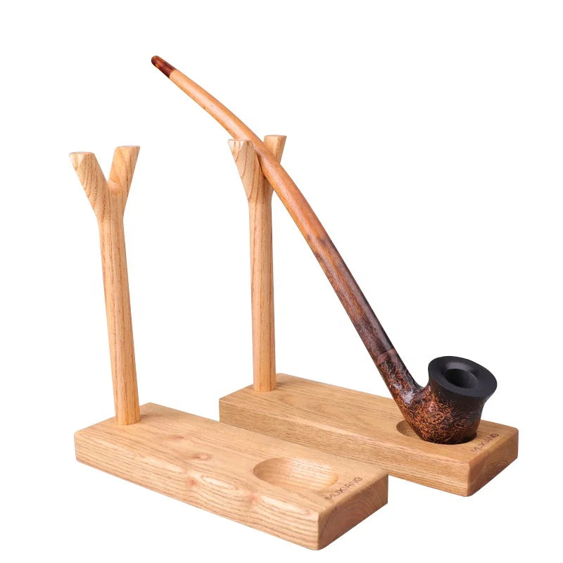 MUXIANG Factory Sale Churchwarden Tobacco Pipe Stand Holder One Seat Long Single Smoking Pipe Stem Rack