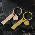Silver Rose Gold Black Rectangle Mirror Polish Stainless Steel Stamping Blank Keychain for DIY Custom Name Engrave Tags Keyring