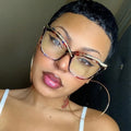 X Cat Eye Metal Frame Eyeglasses Anti-blue Light Large Frame Flat Lens Trend Retro Glasses Eyewear for Women 68064 8729