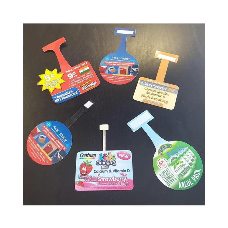 POP Supermarket Advertising Plastic Shelf Display Wobbler Drug Patch Double Sided Black Print Promotion Wobblers