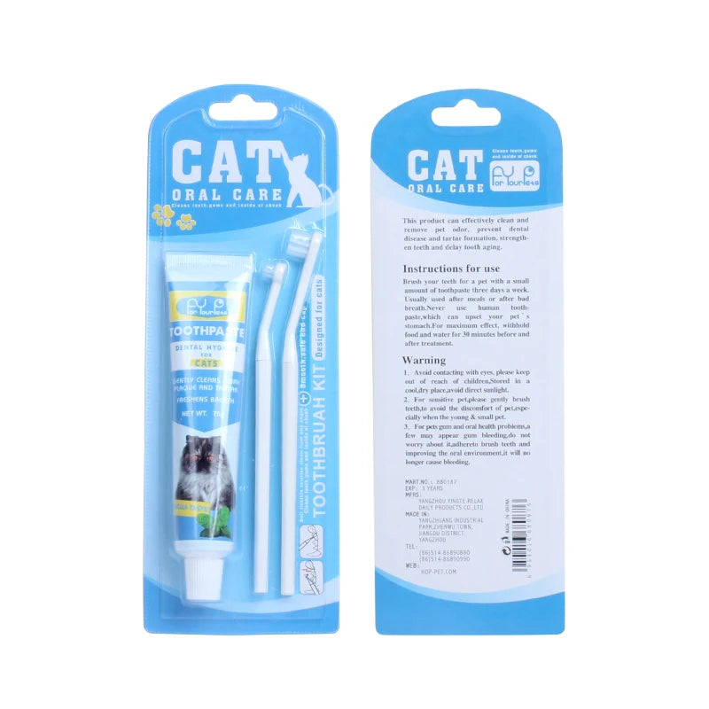 3 in 1  Cat Oral Dental Cleaning Set Kitten Cleaning Brushes Cat Toothpaste and Toothbrushes Kit