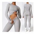 Wholesale Work Our Long Sleeves Tops Legging Yoga Wear Sportswear Gym Fitness Sets for Women Black Color