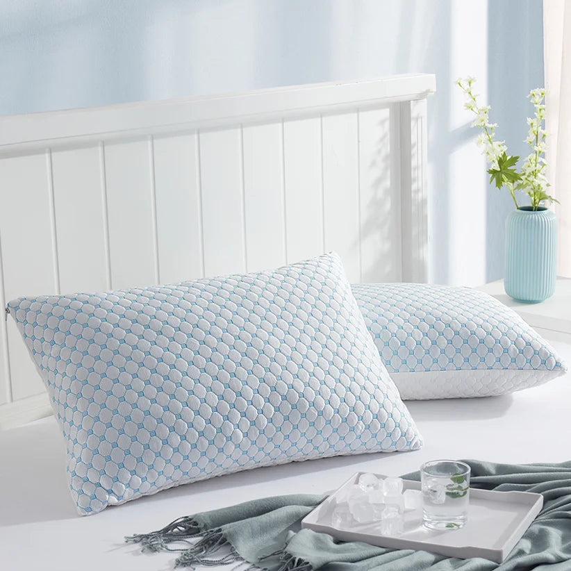 Natural Cool Standard Size Jacquard Bamboo Shredded Memory Foam Pillow With Breathable Washable Cover