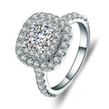 Abiding Vintage Statement Ring 7mm 1.2CT White Cubic Zirconia Halo Engagement 925 Sterling Silver Ring for Women Fine Jewelry