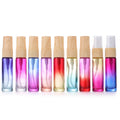 10ml Portable Mini Gradient Color Perfume Glass Spray Bottles Multicolored Empty with Wood Grain Plastic Sprayer Pump Cap