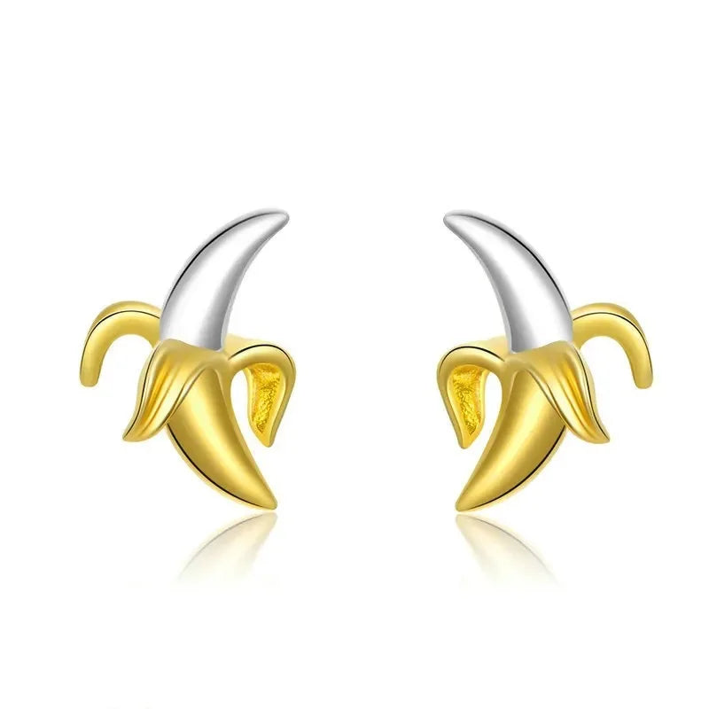 Fashion Cute Banana Earrings for Girls Yellow Fruit Ear Studs Lovey Valentine's Day Jewelry