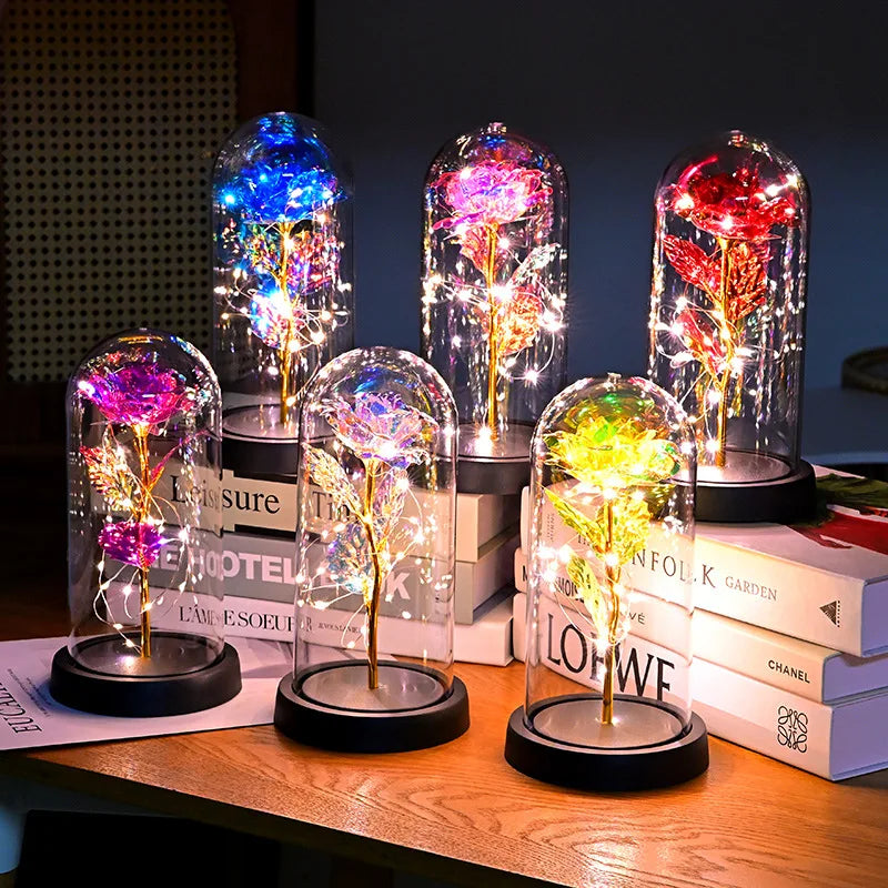 Hot Sale Creative Artificial Colorful Led Light Strings  Rose Flower  for Valentine's Day Gift