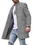Autumn Winter New Men's Long Coats Solid Color Casual Trench Overcoat Cold Resistant Blend Clothing