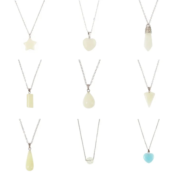 G1632 Trendy Fashion Children Waterdrop Star Luminous Heart Pendant Necklaces with Brown Card Glow in the Dark Necklace Jewelry