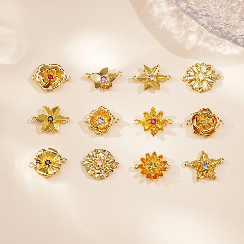 Flower Charm Pendant Personalized 12 Birth Month Flower Pendants for DIY Jewelry Making Gifts