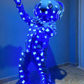 Night Club Carnival Party Wear Led Light Robot Costume Black Blazer Solid Woven Sequined
