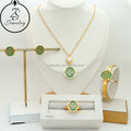 Customized Green Couple Ethiopian Wedding Heart Lock Bracelet Key B Gift 4Pc Stainless Steel Gold Plated Girl Jewelry Sets