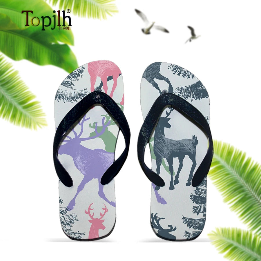 Topjlh Sublimation Blanks Flip Flops Adult EVA Colorful Shoelaces Customized Printed Logo User-Friendly Sandbeach for Daily