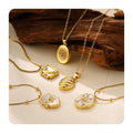Hypoallergenic Accessories Woman Bijoux Acier Inoxydable 2024 Openable Gold Heart Oval Shell Photo Locket Pendant Necklaces