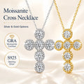 Classic 925 Sterling Silver Religious Cross 3mm VVS Moissanite 18k Gold-plated Pendant Necklace for Women Jewelry