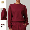 CNSHELL Custom Logo Cotton Terry Basic Drop Shoulder Long Sleeves Yoga Workout Gym Fitness Sports Sweatshirt