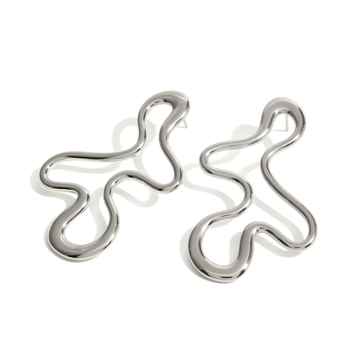 Hypoallergenic Heart Geometric C 18k PVD Gold Plated 316L Stainless Steel Chunky Hollowed Statement Earrings