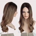 Fast Delivery Womens Toppers Ombre Ash Brown Color Silk Top Topper Virgin Remy Cuticle Human Hair Silk Base Toupee