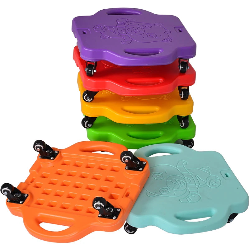 Children Balance Skate Board Plastic Four-Wheeled Scooter Board with Safety Handles Kids Outdoor Playsets Sports Autism Toys
