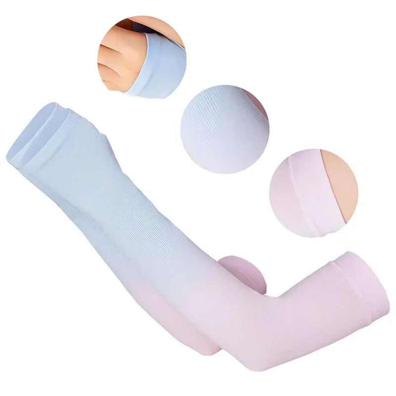 Gradient Color Sliming Elastic Arm Sleeves Anti UV Sun Protection Ice Silk Arm Long Sleeves