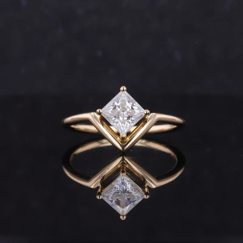 Starsgem 10k Yellow Gold Moissanite Jewelry Princess Cut  Engagement Moissanite Ring