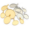 5pcs Stainless Steel 13x18mm 18x25mm 30x40mm Inner Size Oval Pendant Cabochon Blank Base Setting Tray DIY Jewelry Accessories