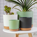 BRICE Self Aerating High Drainage Deep Reservoir Round Plant Pot Modern Decorative Plastic Planter with Drainage Hole and Saucer