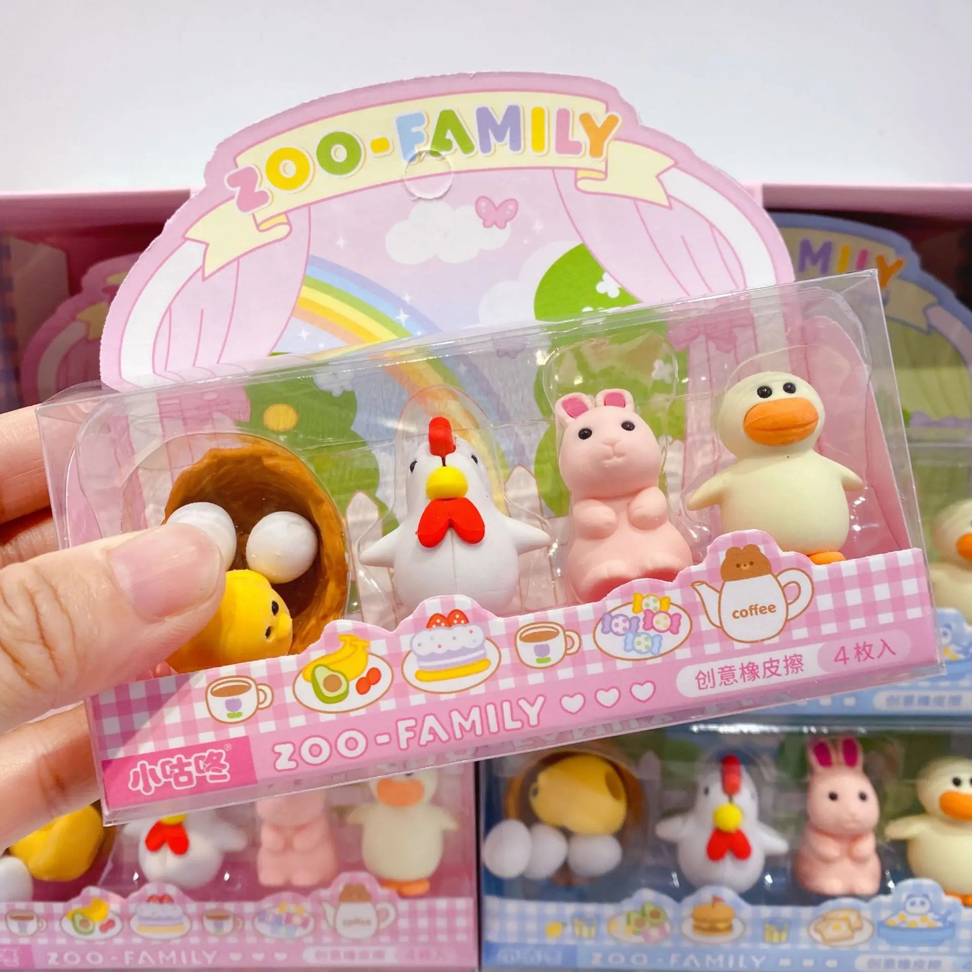 School Kids Stationery Gifts Cartoon Mini Cute Creative 3D Family Animal Shape Eraser