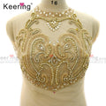 WDP-338 Popular Beaded Crystal Applique Necklace Applique Sew on Bridal Dress