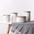Wholesale Luxury Nordic Marbling Sealed Jar With Lid Ceramic Storage Jar With a Gold Rim for Coffee Flower Tea Candy