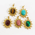 DIY Accessories Stainless Steel 14K Gold Plated Pendant Amazonite Agate Tiger Eye Stone Charms Pendant for Jewelry Making