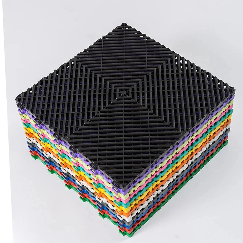 Rigid Modular Colorful Interlocking Garage Floor Tiles Industrial Plastic Garage Flooring Mats for Car Detailing Shop Workshop